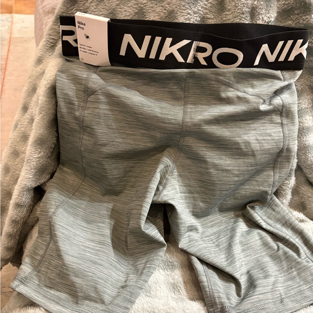 Nike Grey Heathered Workout Shorts with Black Waistband